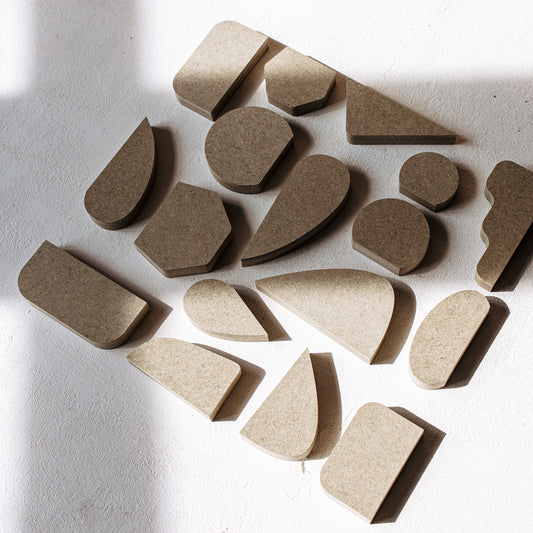 Set of 17 mug handle forms / molds - templates