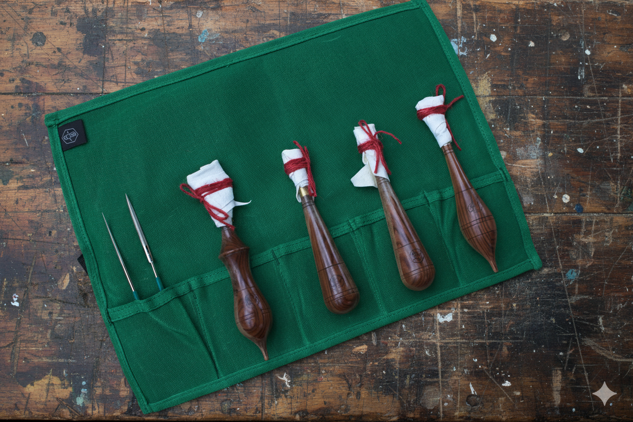 Set of 4 Handmade tungsten carbide trimming tools with Rosewood/Walnut handles