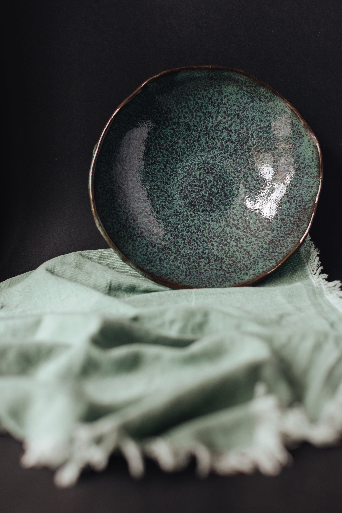 Argonauta green glaze bowl /  Merenok ceramics, handmade