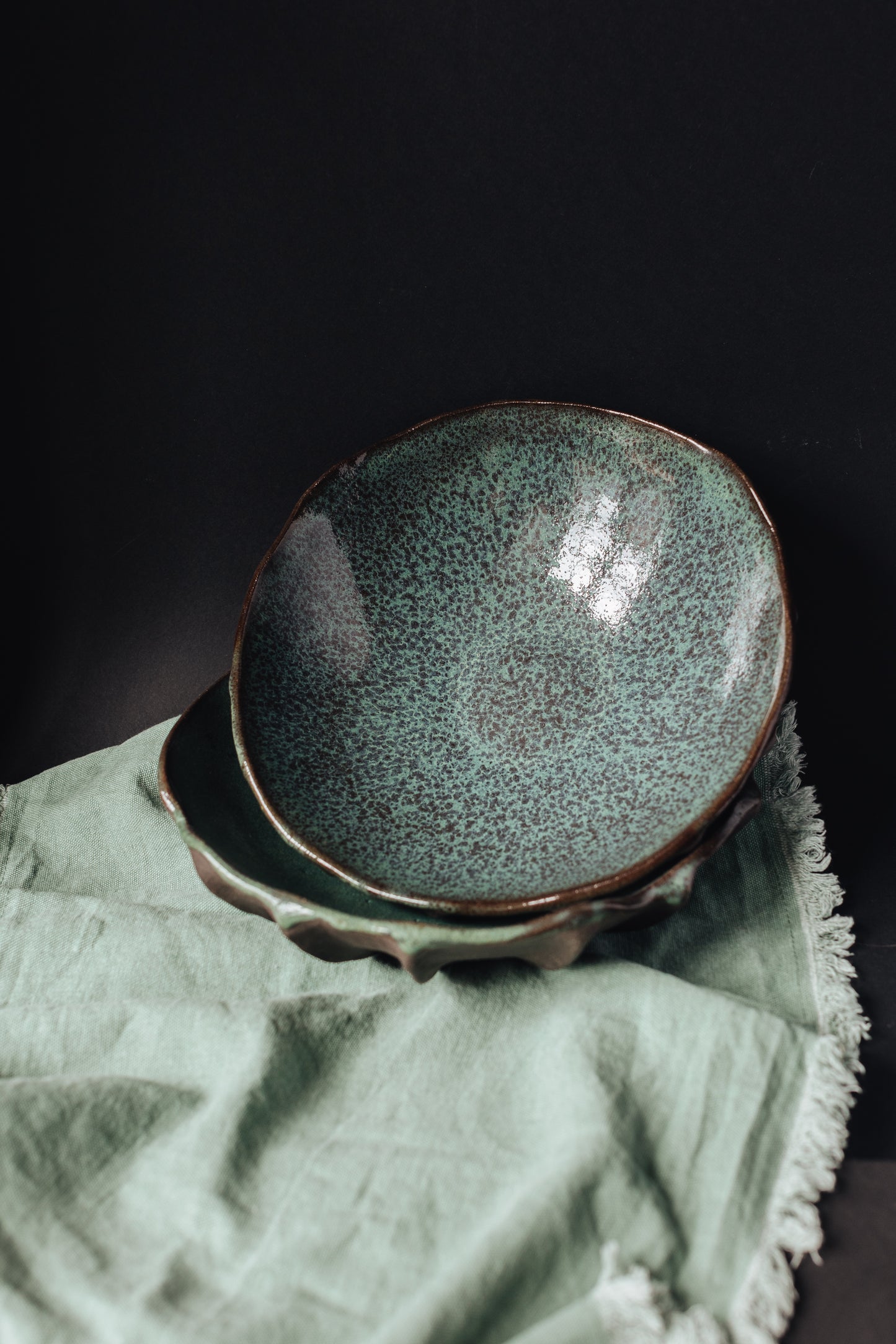 Argonauta green glaze bowl /  Merenok ceramics, handmade