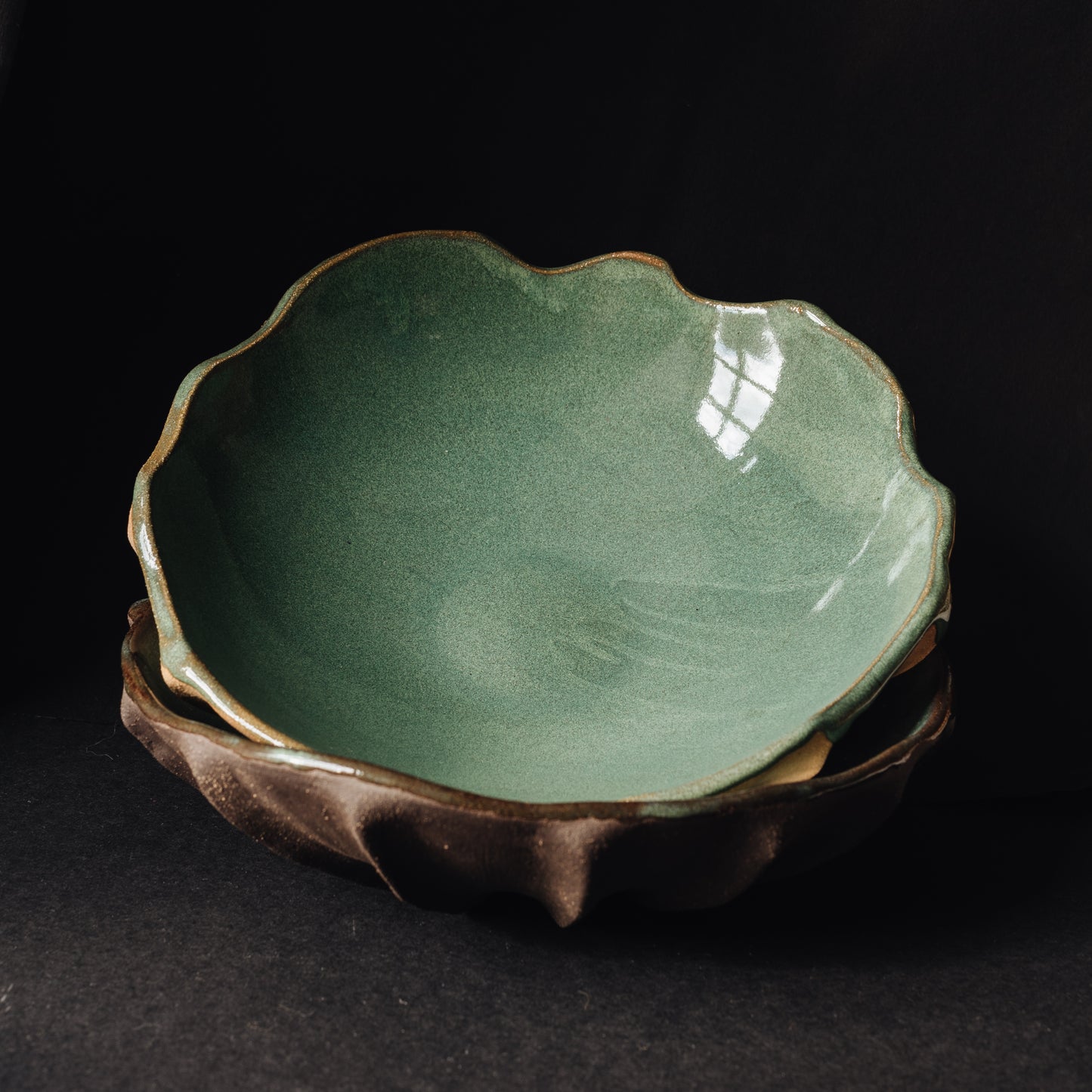 Argonauta green glaze bowl /  Merenok ceramics, handmade