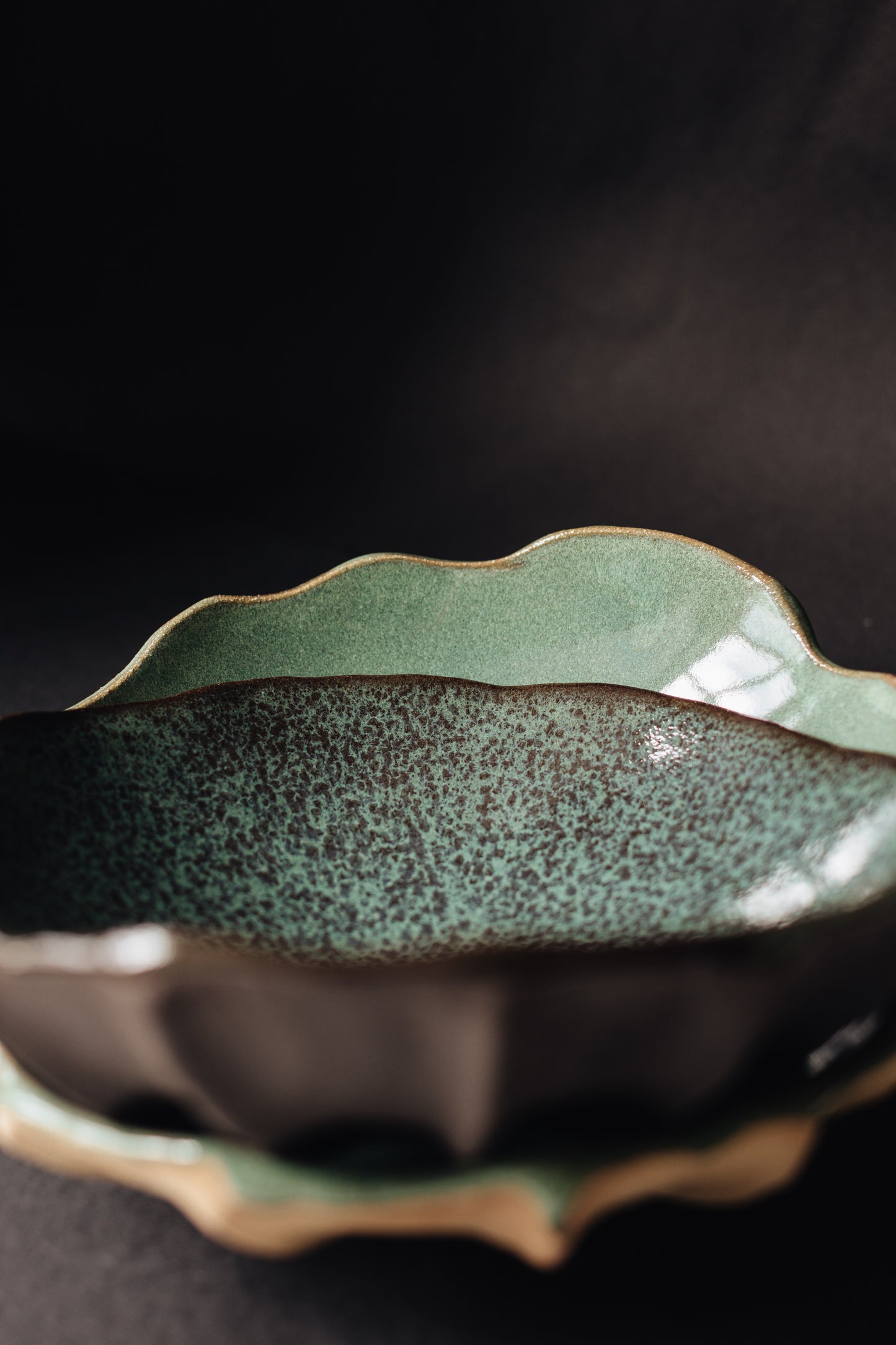 Argonauta green glaze bowl /  Merenok ceramics, handmade