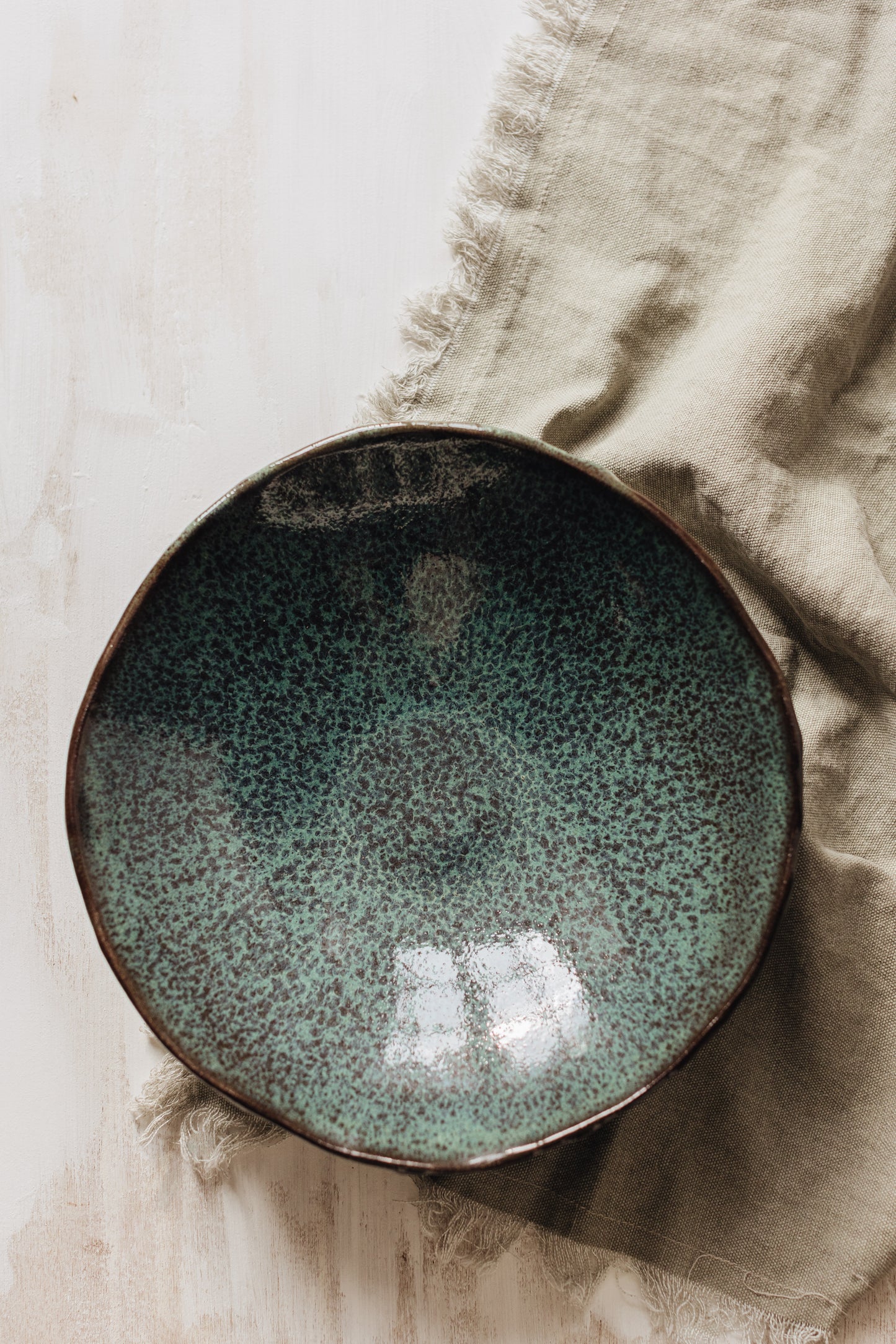 Argonauta green glaze bowl /  Merenok ceramics, handmade