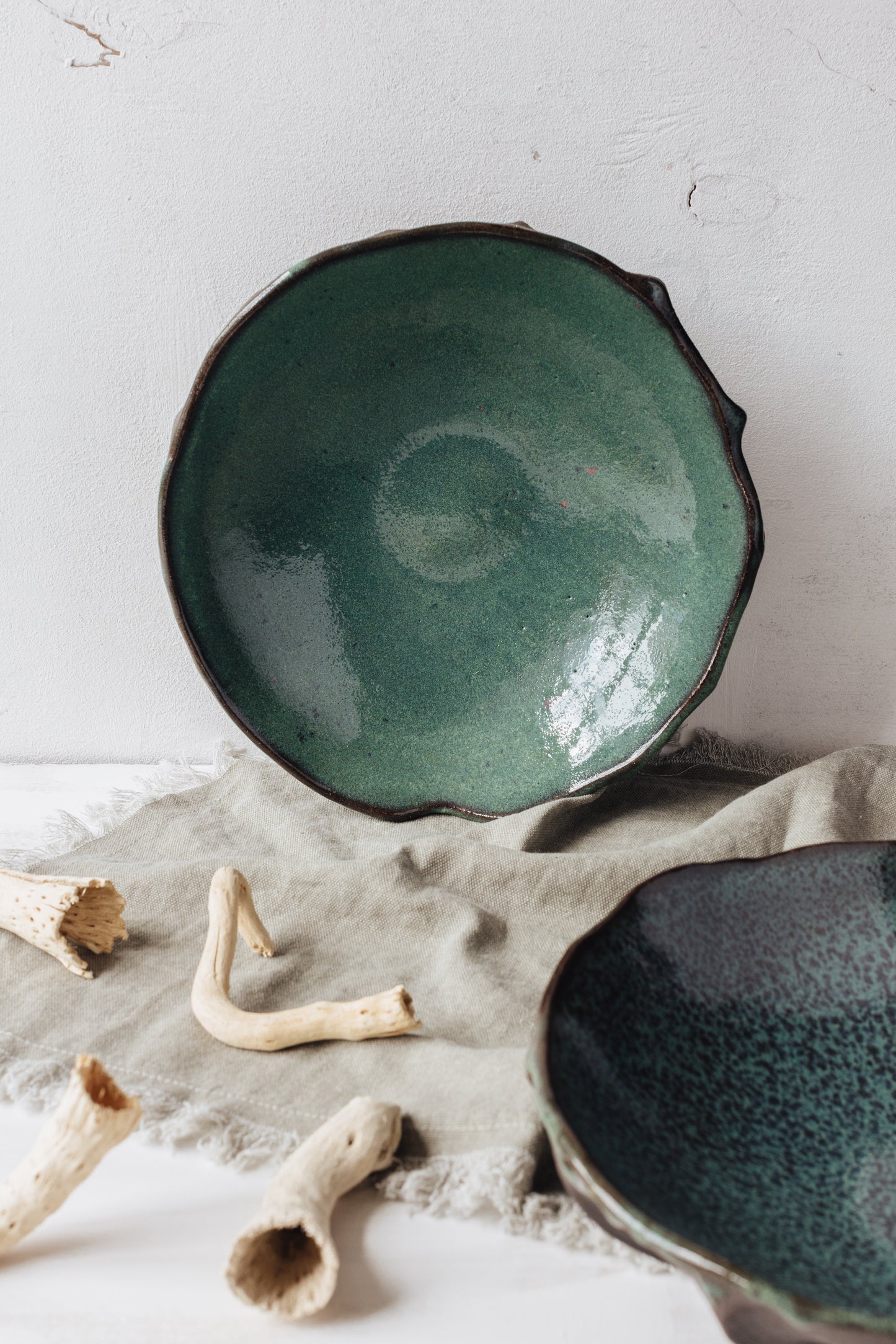 Argonauta green glaze bowl /  Merenok ceramics, handmade