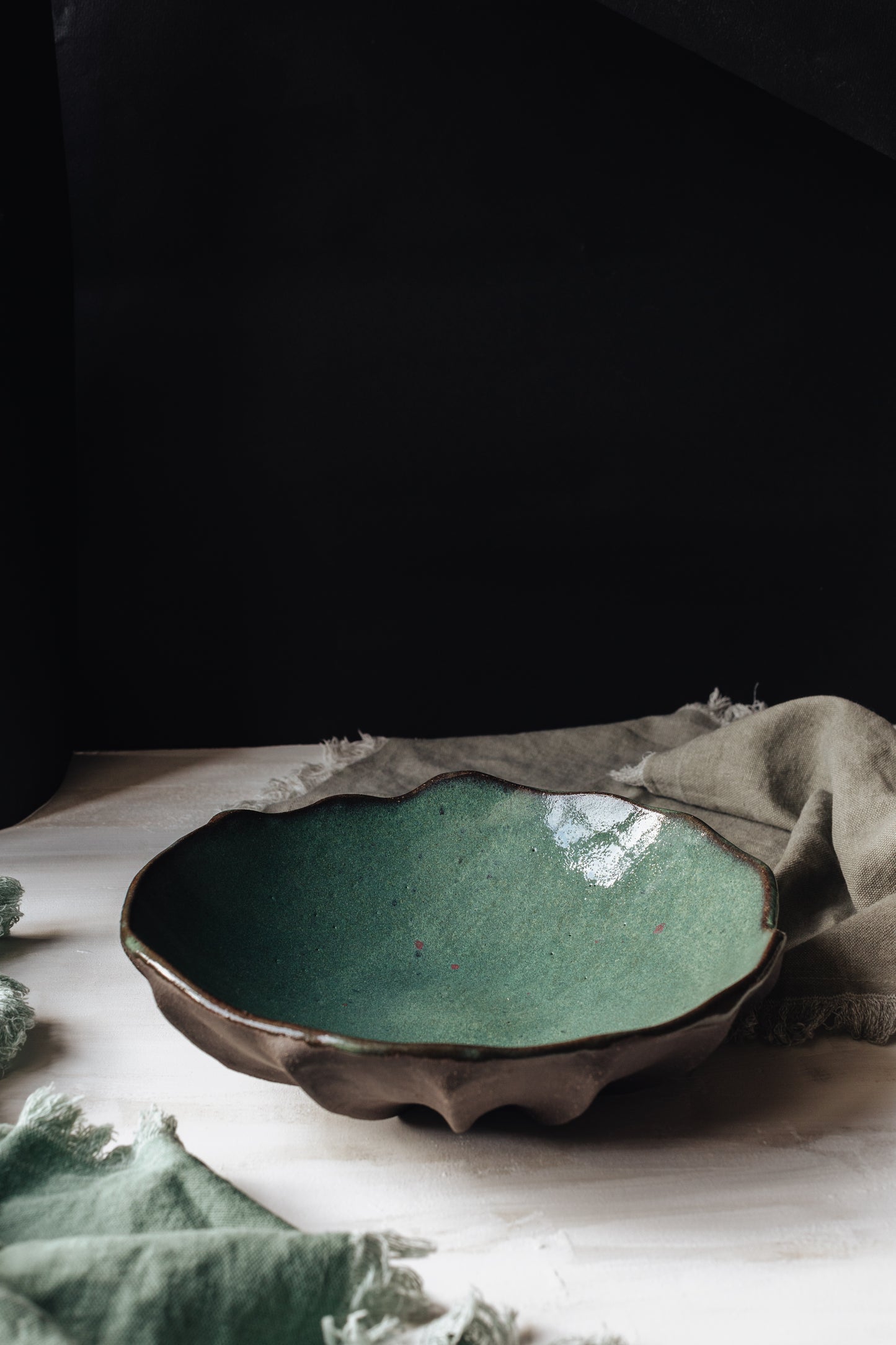 Argonauta green glaze bowl /  Merenok ceramics, handmade