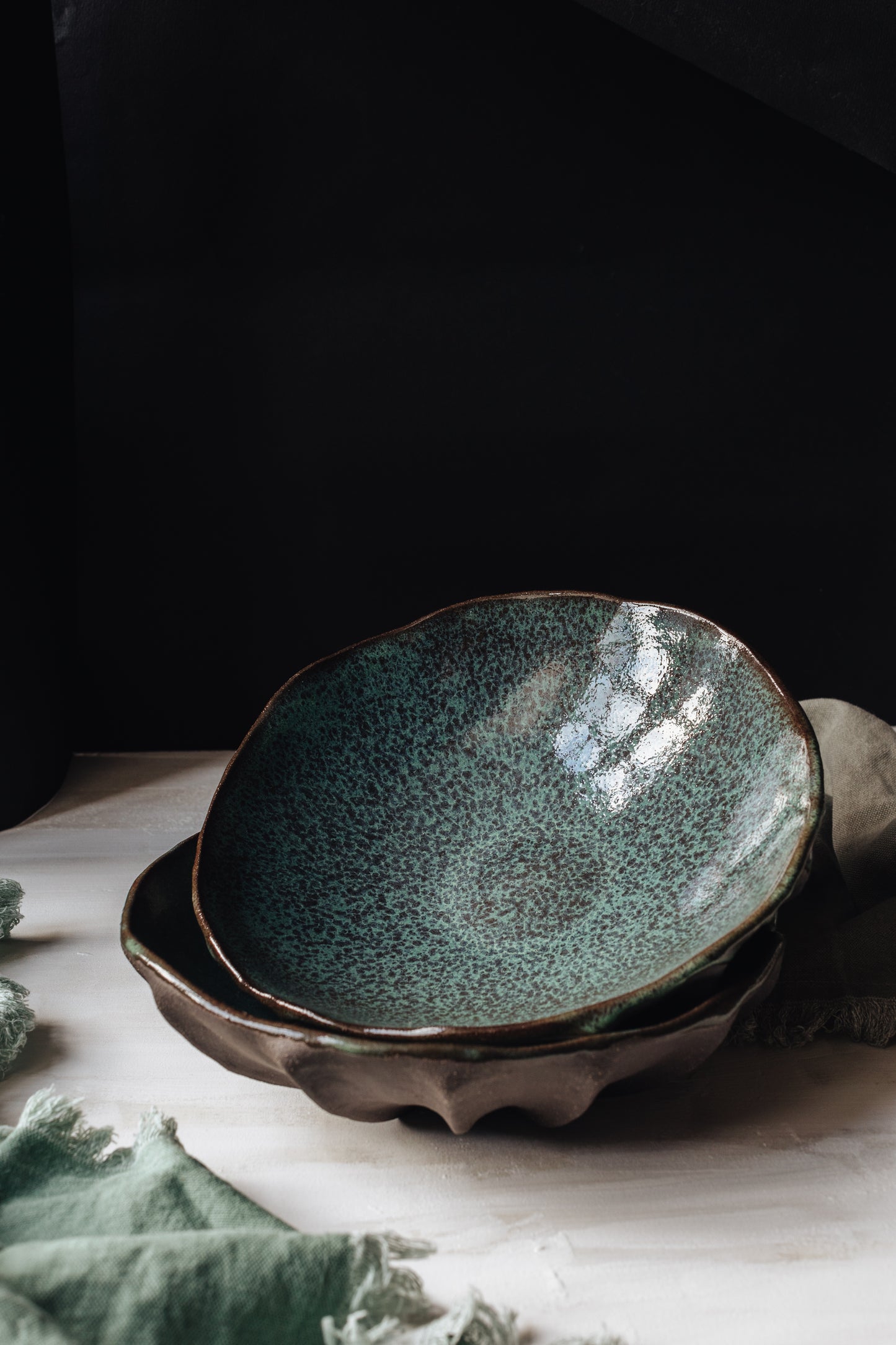 Argonauta green glaze bowl /  Merenok ceramics, handmade