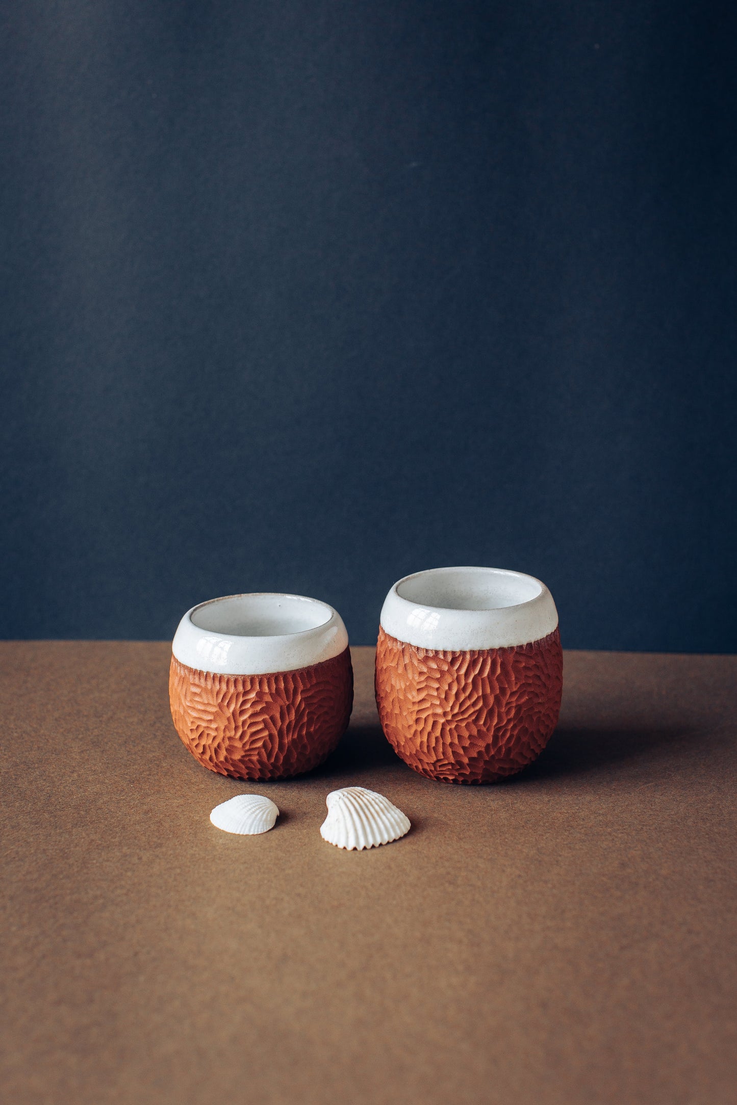Terracotta coffee cup with no handle - Merenok ceramics, handmade